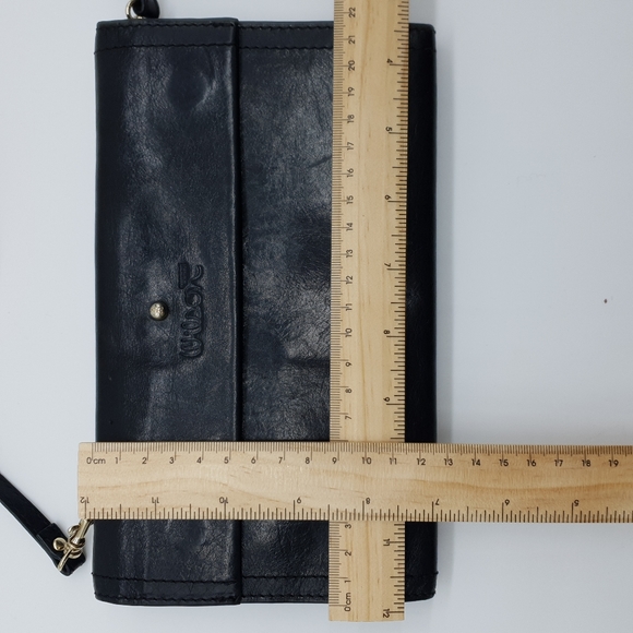 Vintage Wilson Accessories Australia Black Leather Mulit Compartment Crossbody - Picture 2 of 16